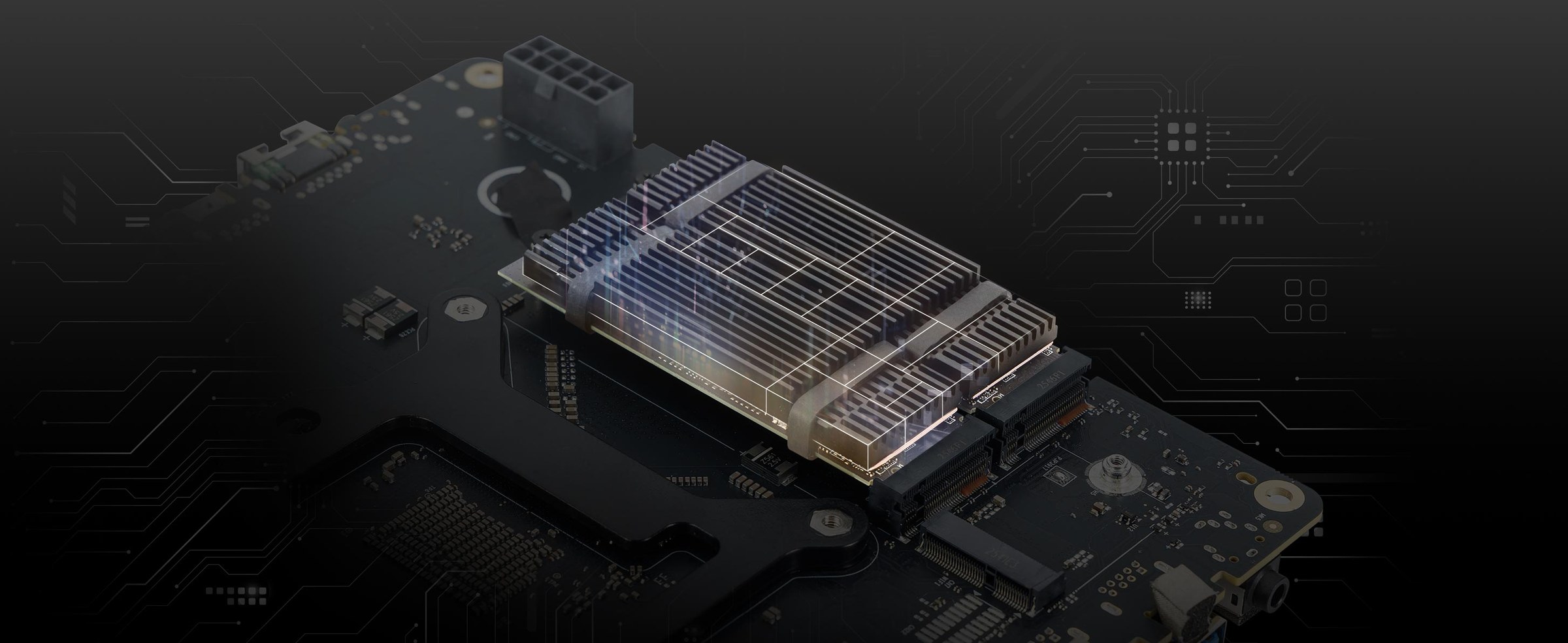 Dual PCIe Gen 4 x4 M.2 NVMe slots with Glacier Armor heatsink in the MSI PRO MAX EDGE AI+ 11M