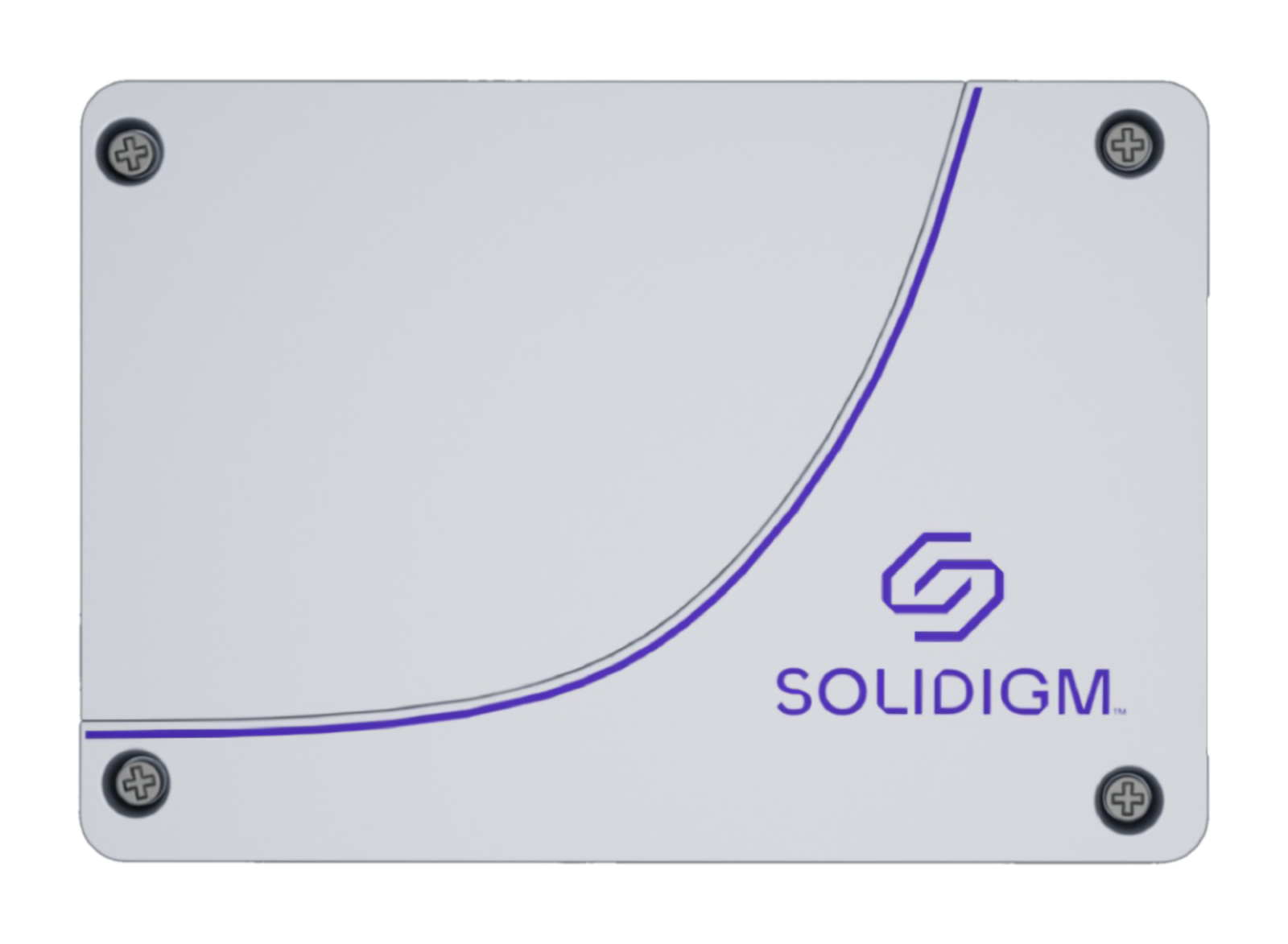 Solidigm D3-S4520 960GB SATA 6Gb/s 2.5-inch data center SSD, top-down view of the Solidigm-branded drive on a transparent background