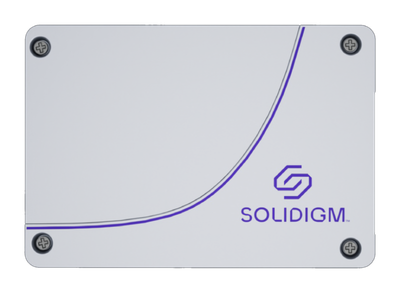 Solidigm D3-S4520 960GB SATA 6Gb/s 2.5-inch data center SSD, top-down view of the Solidigm-branded drive on a transparent background