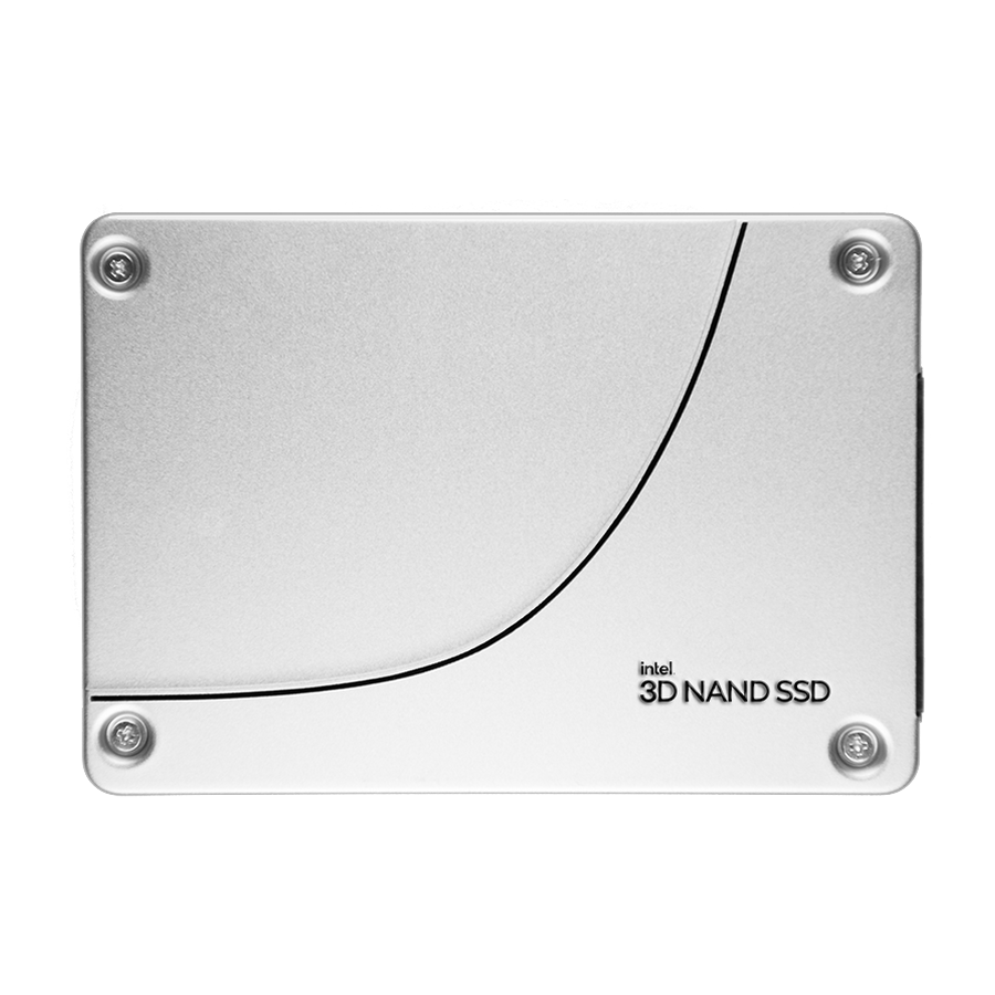 Solidigm D3-S4520 960GB 2.5-inch 7mm SATA SSD, standalone drive on a white background (pre-rebrand Intel 3D NAND SSD casing, same physical chassis as the current Solidigm-branded drive)