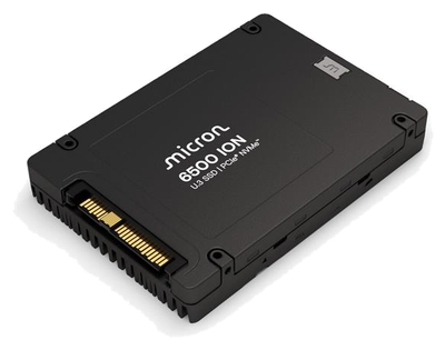 Micron 6500 ION 30.72TB PCIe 4.0 NVMe U.3 15mm 2.5-inch data center SSD, angled view