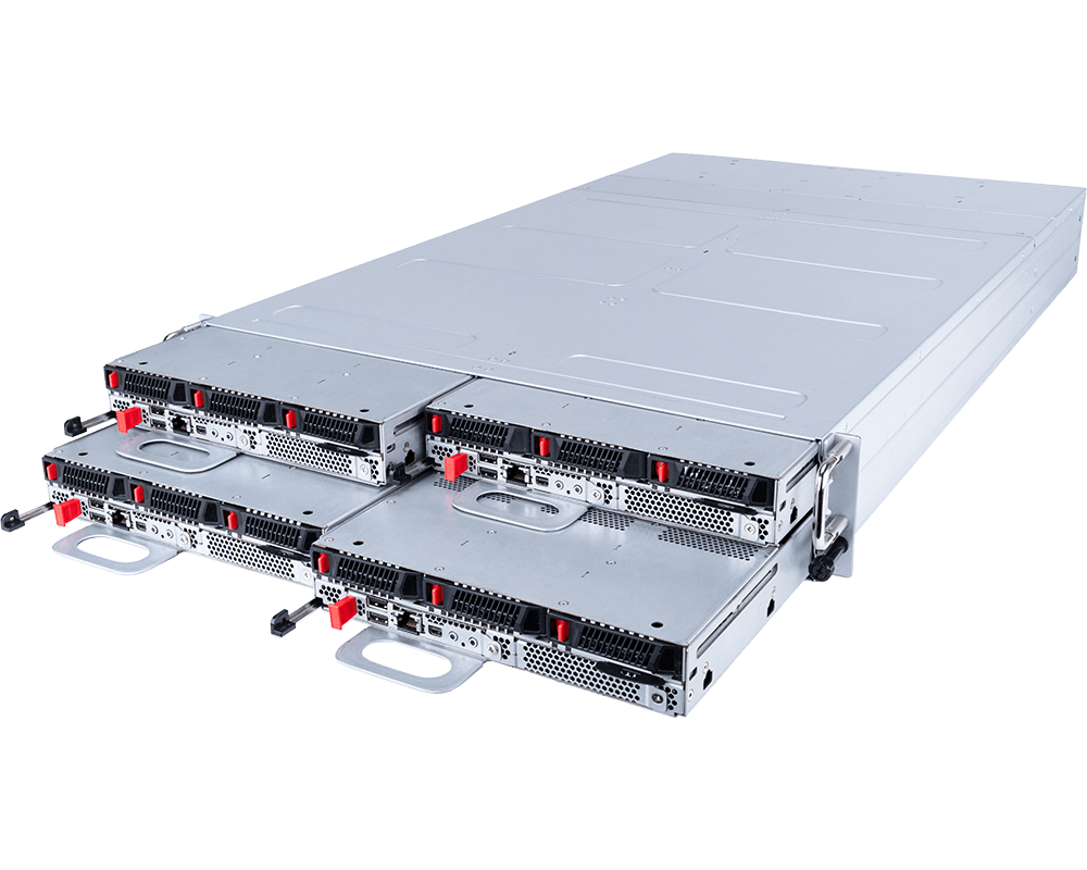 MSI CD270-S3071-X4 2u4n (eia 19") core compute product photo showing the front of the chassis