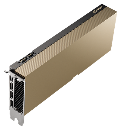 NVIDIA L40S 48GB GDDR6 data center GPU, angled view of the passively cooled dual-slot card