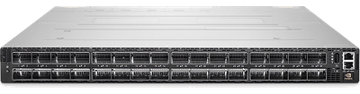 NVIDIA Quantum-2 QM9700 1U 64-port NDR 400Gb/s InfiniBand switch, front view of the 32 OSFP cages