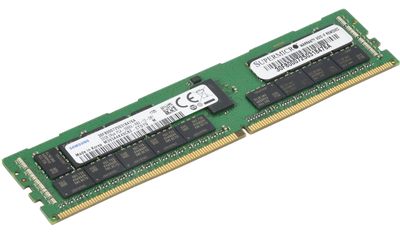 Supermicro-labelled 32GB DDR4-2666 ECC registered DIMM server memory module, angled view of the 288-pin module
